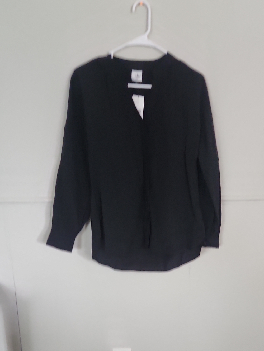 CAbi Black Long-Sleeve V-Neck Blouse